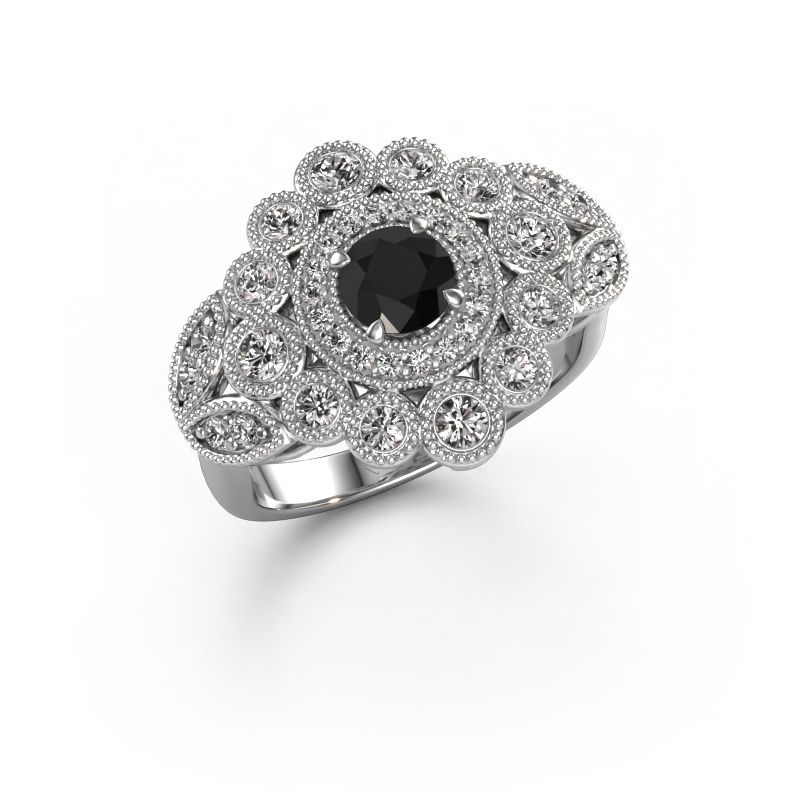 Ring Elia 585 witgoud zwarte diamant 1.30 crt