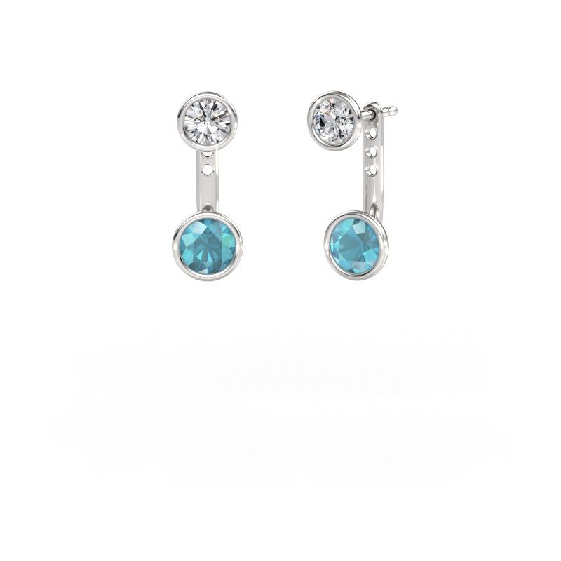 Oorbellen Halle 585 witgoud blauw topaas 6 mm