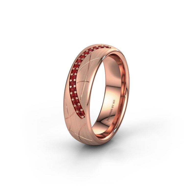 Afbeelding van Trouwring WH2060L36CM 585 rosé goud robijn ±6x2.2 mm