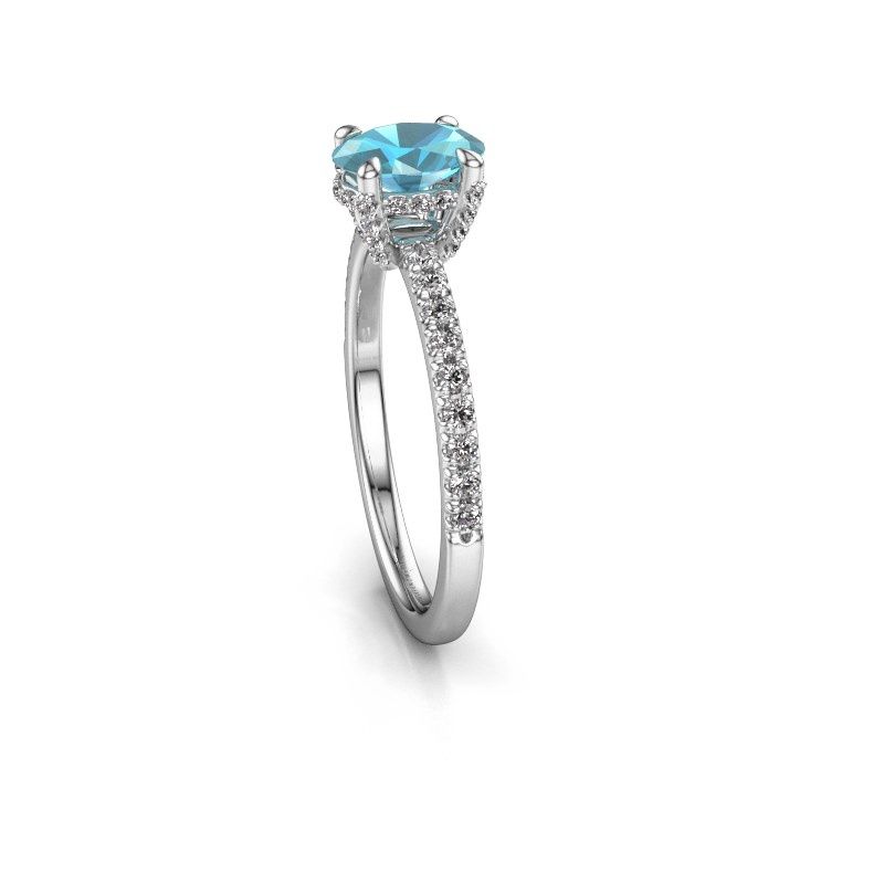 Image of Engagement ring saskia 1 ovl<br/>950 platinum<br/>Blue topaz 7x5 mm