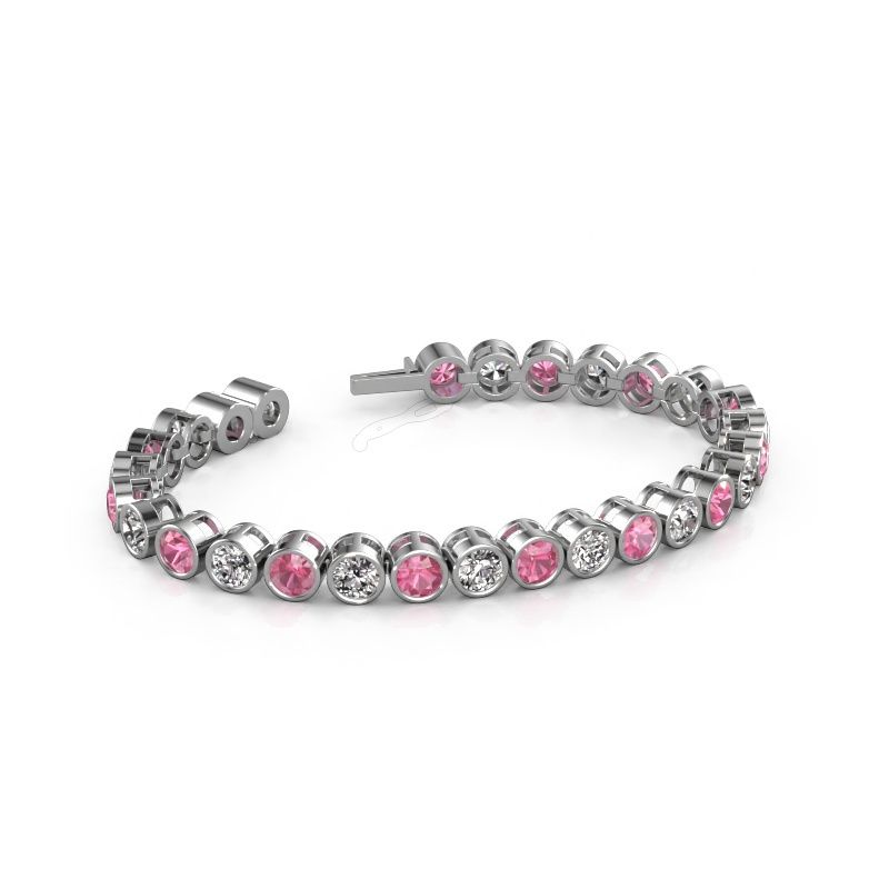 Tennisarmband Allegra 5 mm 585 witgoud roze saffier 5 mm