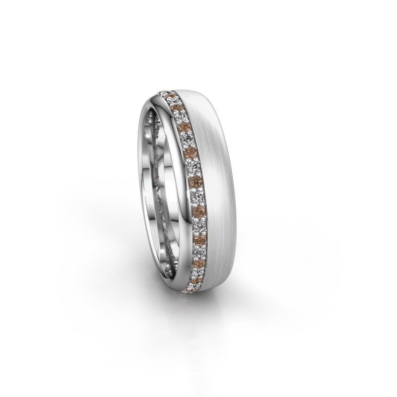 Image of Wedding ring WH0303L36BMP<br/>585 white gold ±6x2 mm<br/>Brown diamond