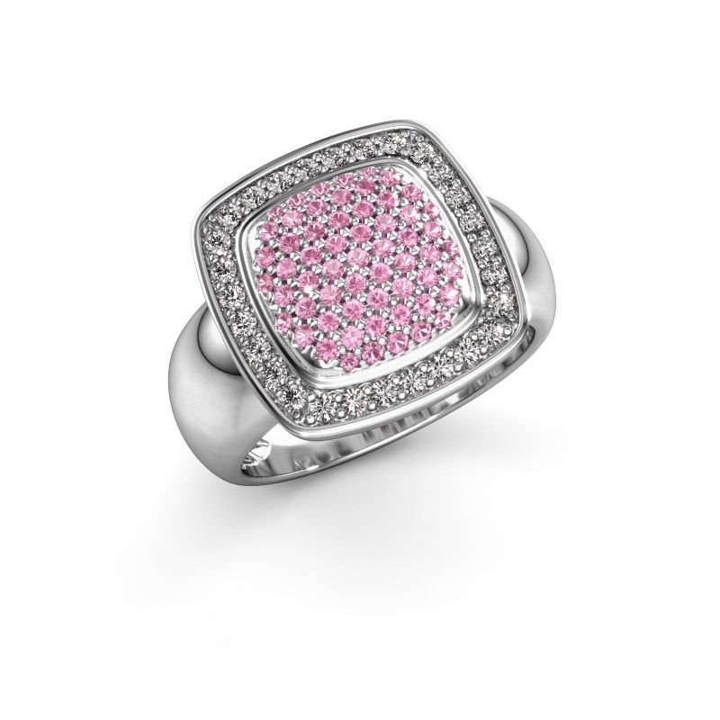 Afbeelding van Ring Paige 585 witgoud roze saffier 0.9 mm