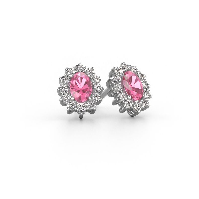 Earrings Margien 585 white gold pink sapphire 6x4 mm