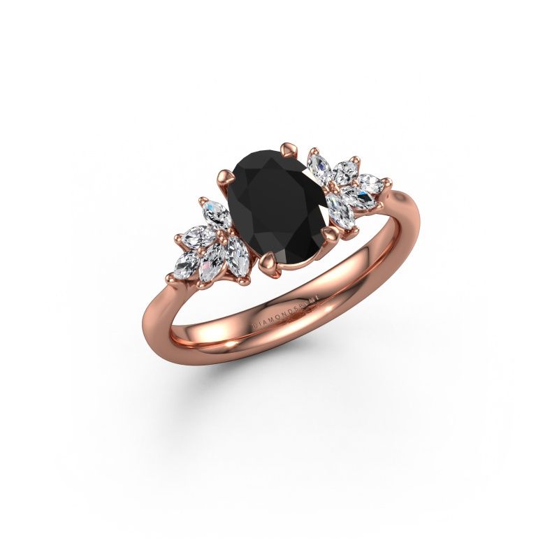 Bague de fiançailles Fiona OVL 585 or rose diamant noir 1.65 crt