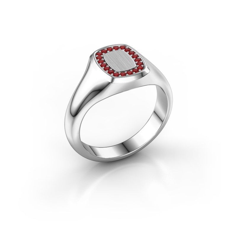 Image of Signet ring Dalia Cushion 1 585 white gold ruby 1.2 mm