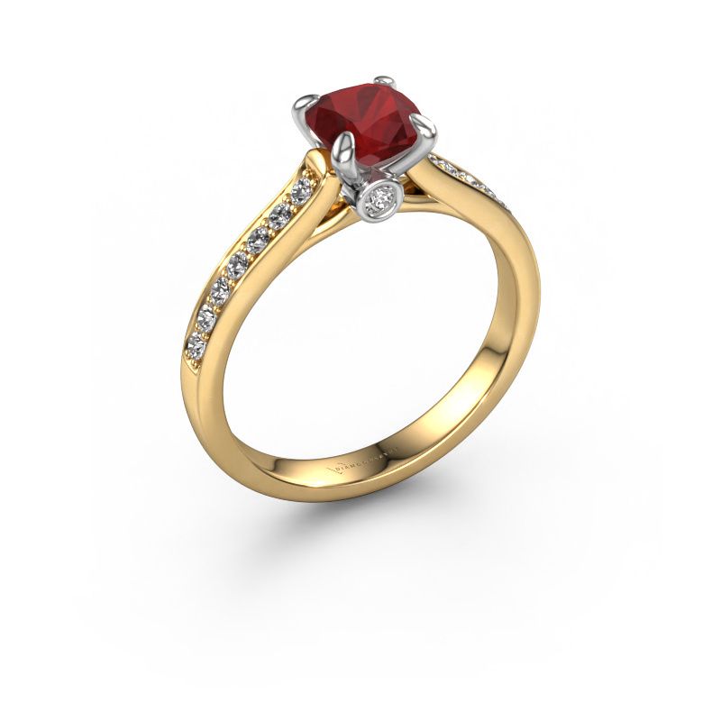 Forlovelsesring Valorie cus 2 585 gull rubin 5.5 mm