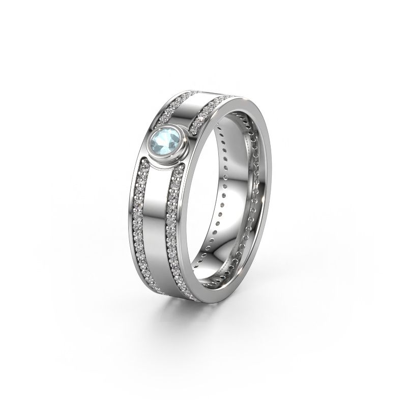 Wedding ring WH2044P 585 white gold aquamarine ±6x2 mm