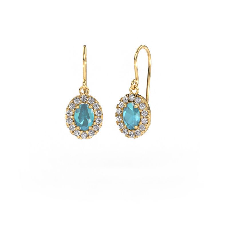 Drop earrings Jorinda 1 585 gold blue topaz 7x5 mm