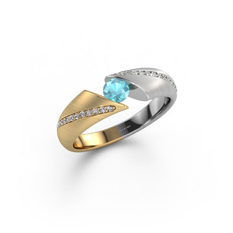 Bague Hojalien 2 585 or jaune topaze bleue 4.2 mm