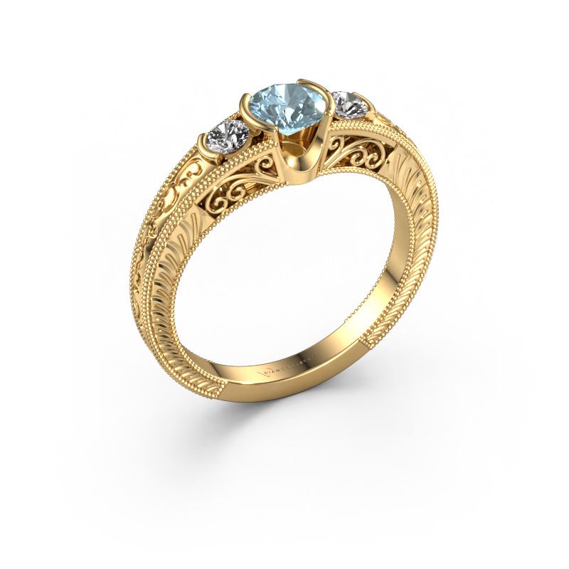 Promise ring Tasia 585 gold blue lab grown diamond 5 mm