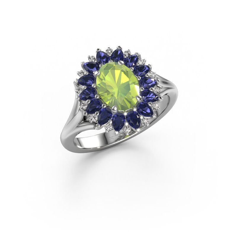 Verlobungsring Lidia 950 Platin Peridot 8x6 mm