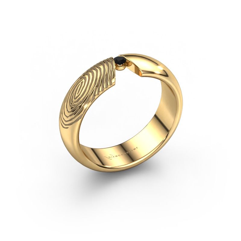 Trouwring Leonila 585 goud ±5,5x1.8 mm zwarte diamant