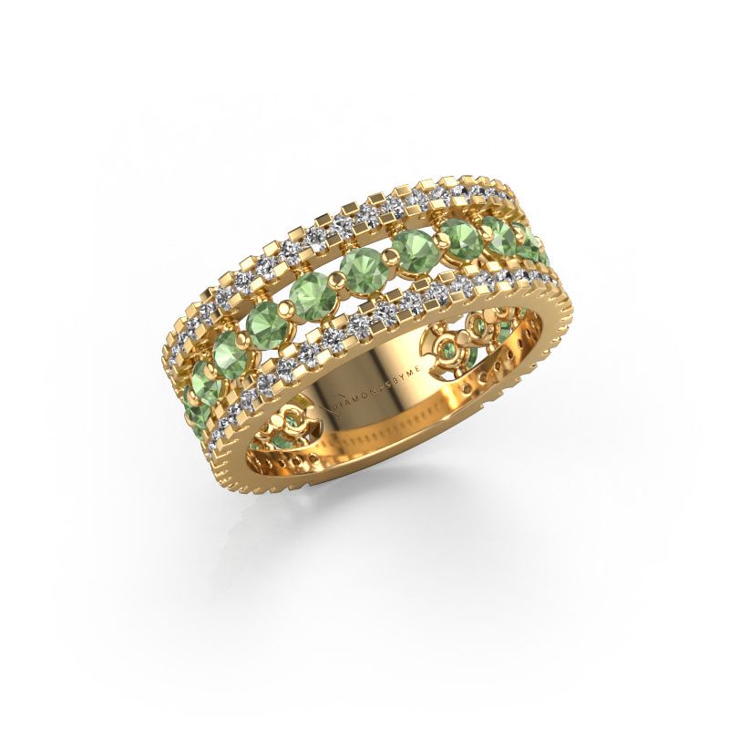 Ring Elizbeth 2 585 goud toermalijn groen 2.4 mm