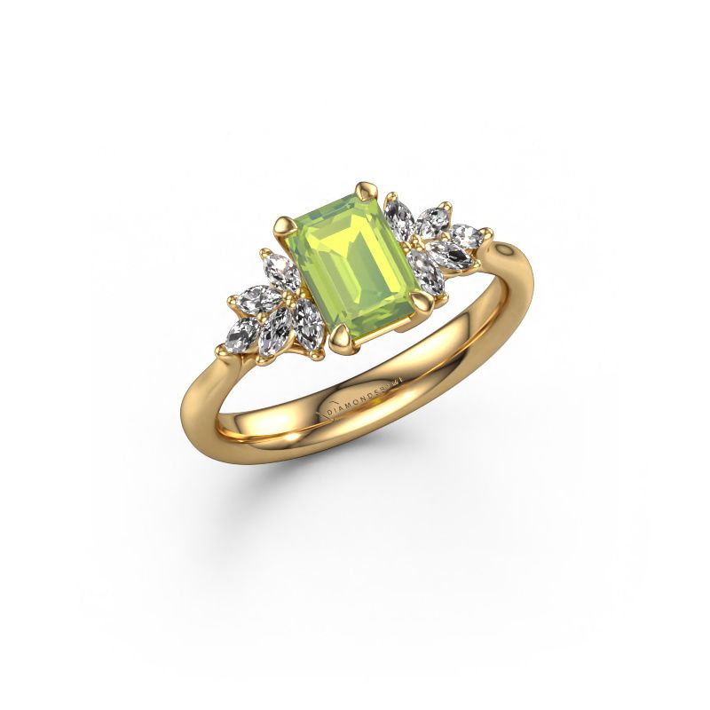 Verlovingsring Fiona EME 585 goud peridoot 7x5 mm