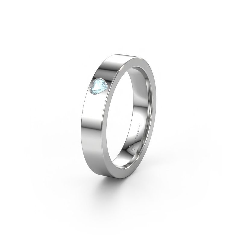 Trouwring WH0101L14BPHRT 950 platina aquamarijn ±4x2 mm