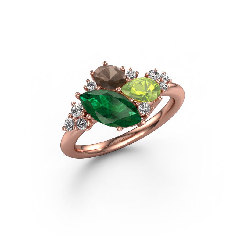 Ring Amanda 585 rosé goud smaragd 10x5 mm