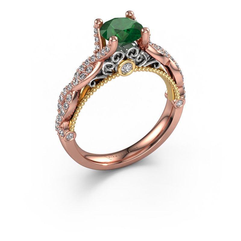 Verlovingsring Chantelle 585 rosé goud smaragd 6.5 mm
