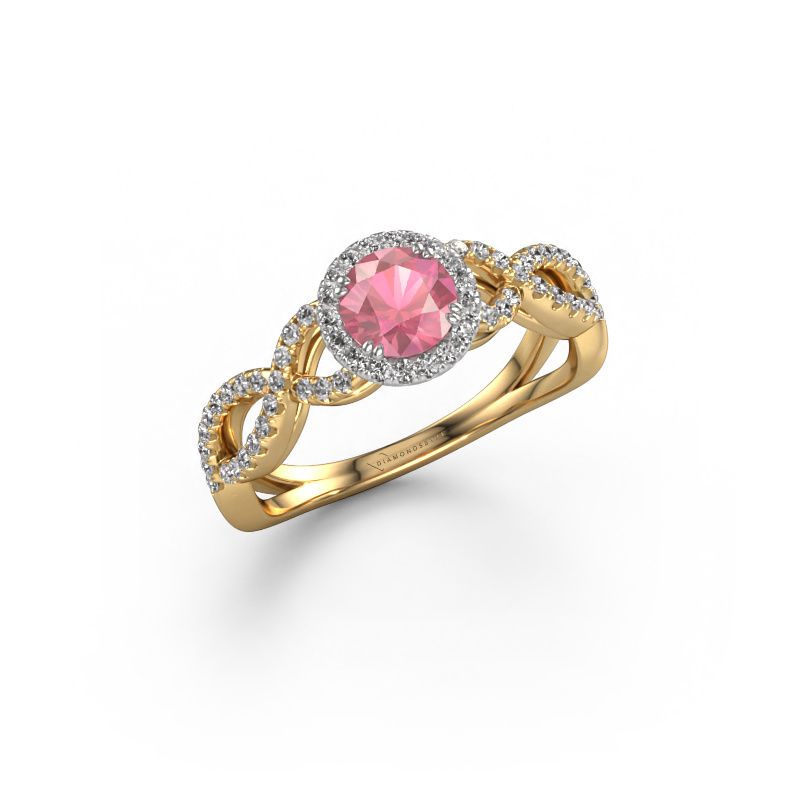 Anillo de compromiso Dionne rnd 585 oro turmalina rosa 5 mm