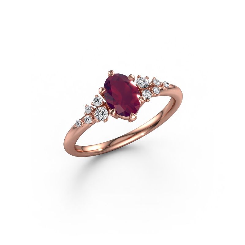 Ring Royce OVL 585 rosé goud rhodoliet 7x5 mm