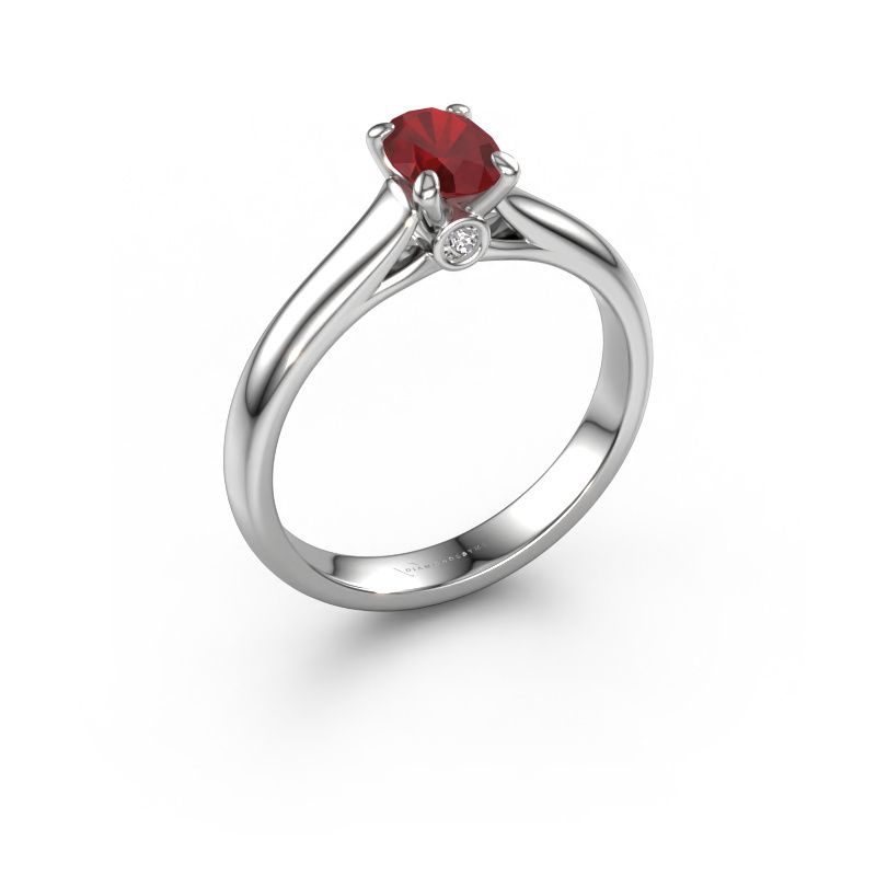 Engagement ring Valorie ovl 1 585 white gold ruby 6.5x4.5 mm