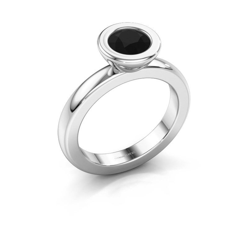 Afbeelding van Stapelring Eloise Round 585 witgoud zwarte diamant 0.96 crt