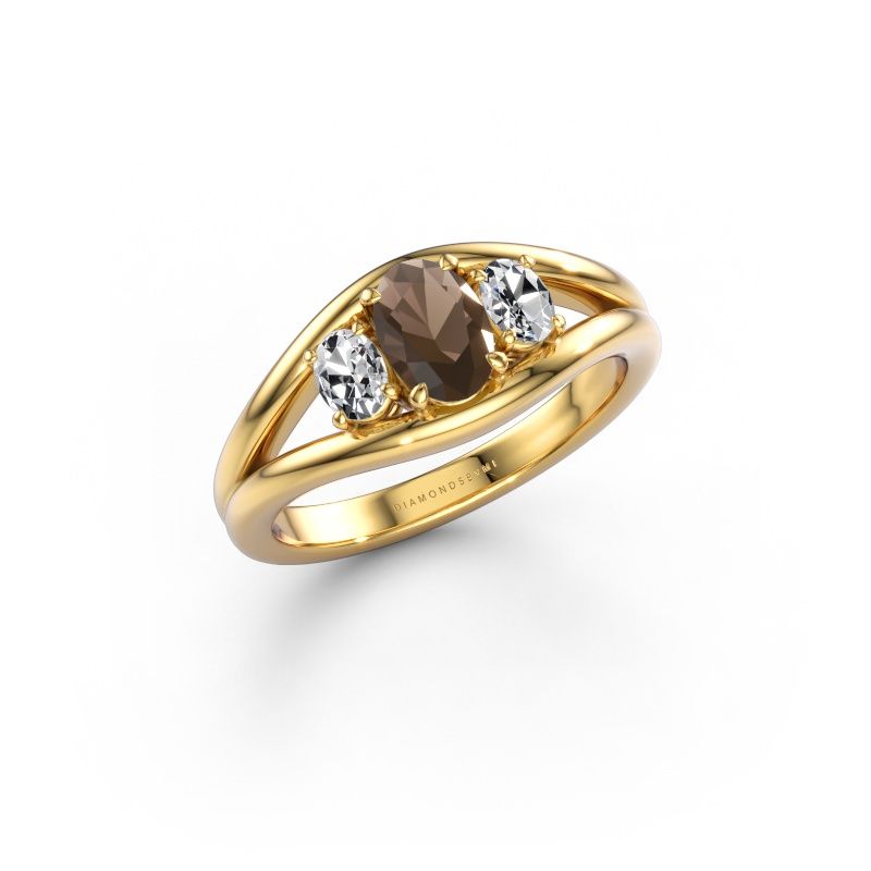 Ring Cassie OVL 585 goud rookkwarts 6.5x4.5 mm