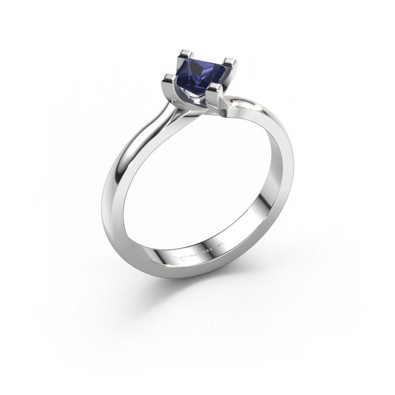 Verlobungsring Dewi Square 585 Weißgold Saphir 4 mm