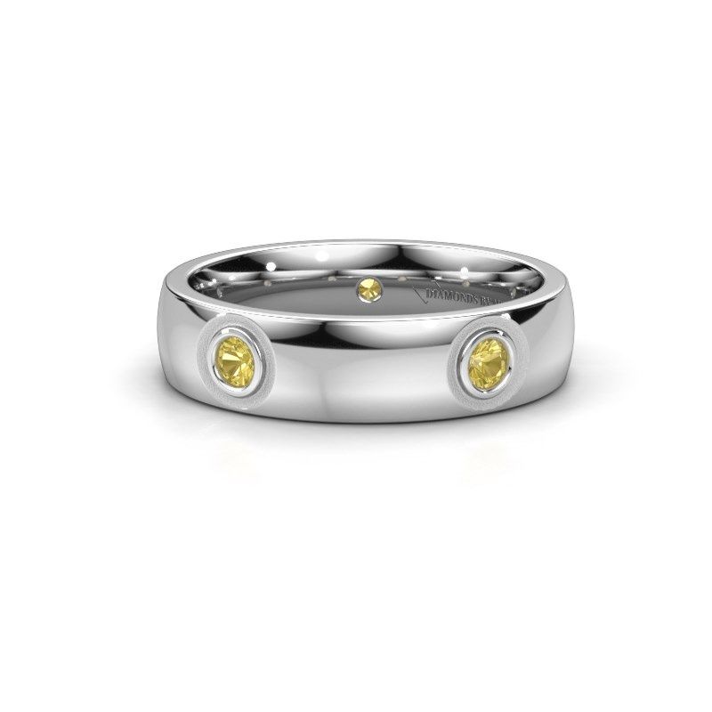 Afbeelding van Trouwring WH0139L25BP 950 platina gele saffier ±5x2 mm