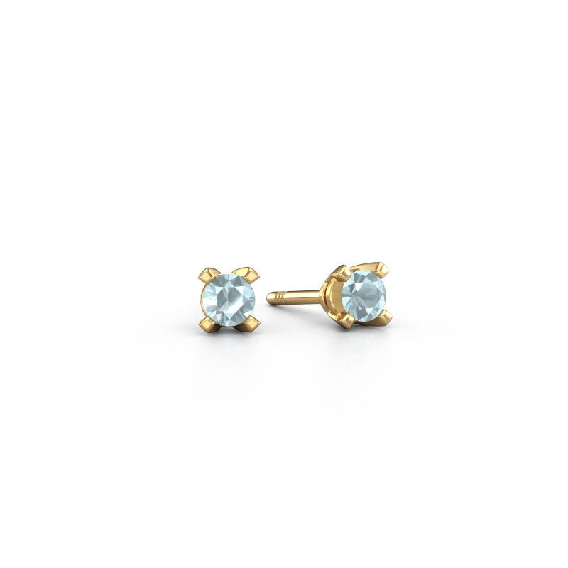 Stud earrings Isa 585 gold aquamarine 5 mm