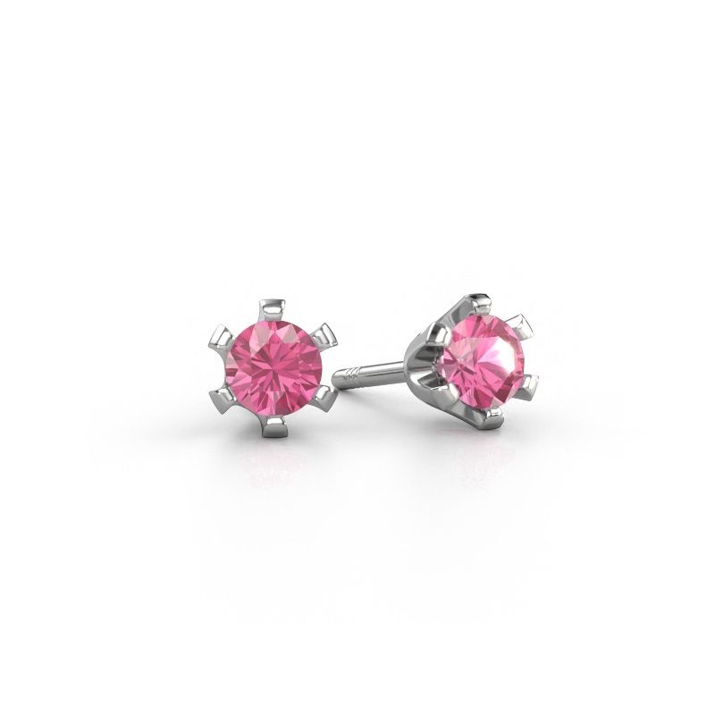 Oorstekers Shana 950 platina roze saffier 4 mm