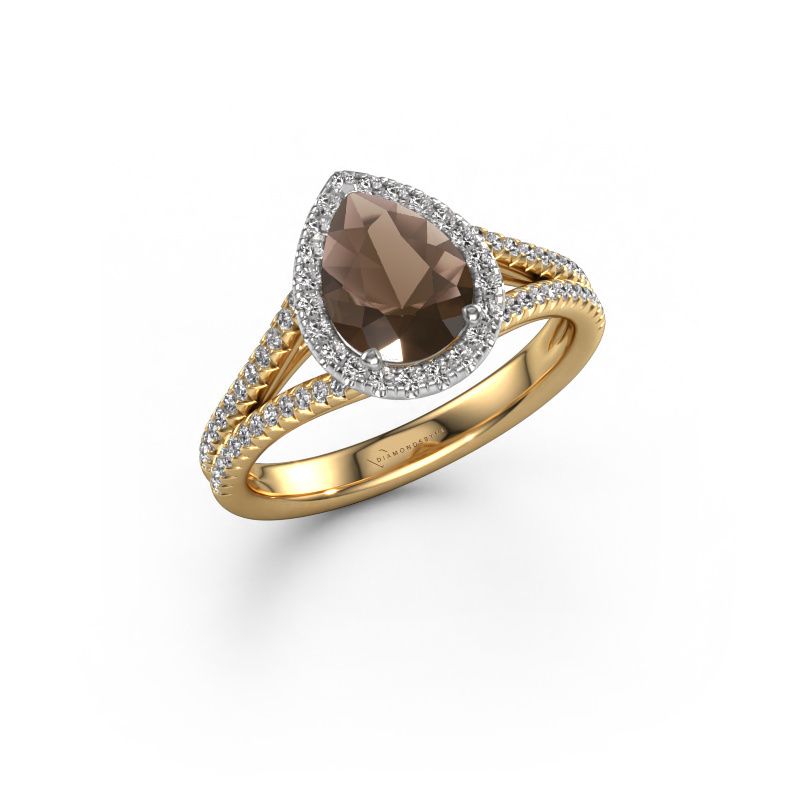 Bague de fiançailles Verla pear 2 585 or jaune quartz fumé 8x6 mm