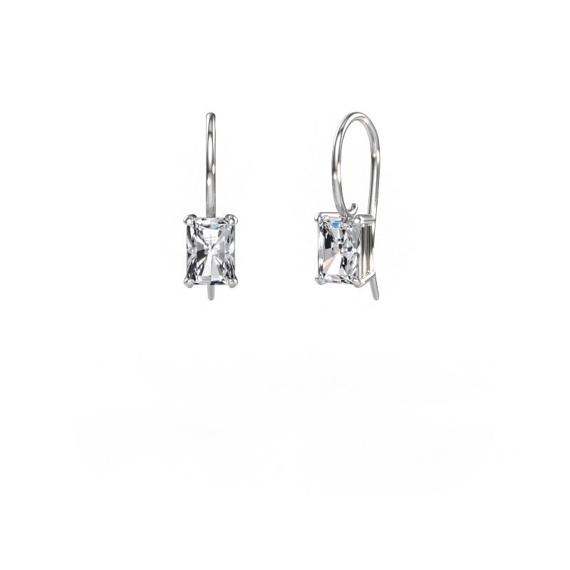 Pendants d'oreilles Cleo RAD 585 or blanc diamant synthétique 2.00 crt
