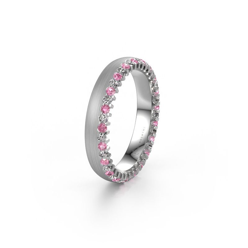 Trouwring WH2138L24B 585 witgoud roze saffier ±4x2 mm