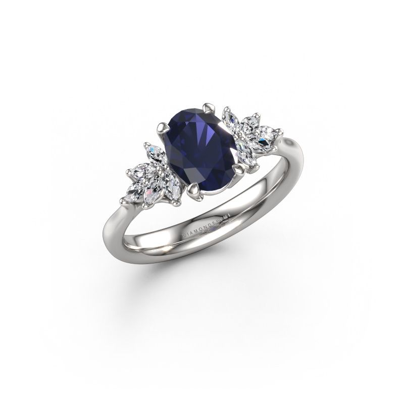 Bague de fiançailles Fiona OVL 950 platine saphir 8x6 mm