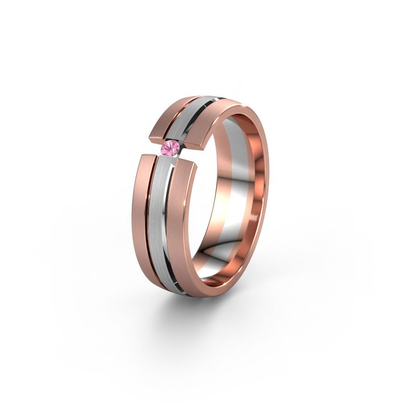 Wedding ring WH0402L26AM 585 white gold pink sapphire ±6x1.7 mm