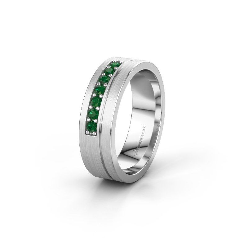 Image of Wedding ring WH0312L16AM<br/>950 platinum ±6x1.7 mm<br/>Emerald