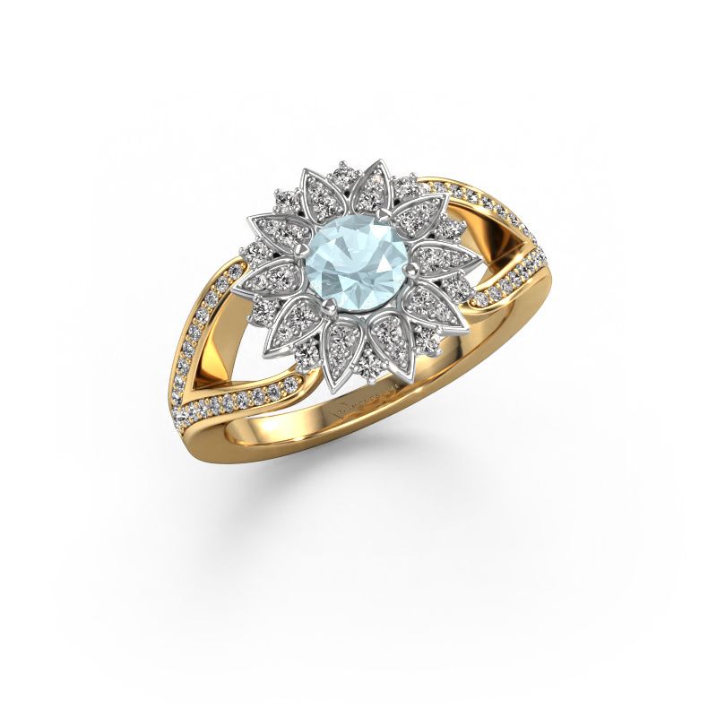 Bague Chasidy 2 585 or jaune aigue-marine 5 mm