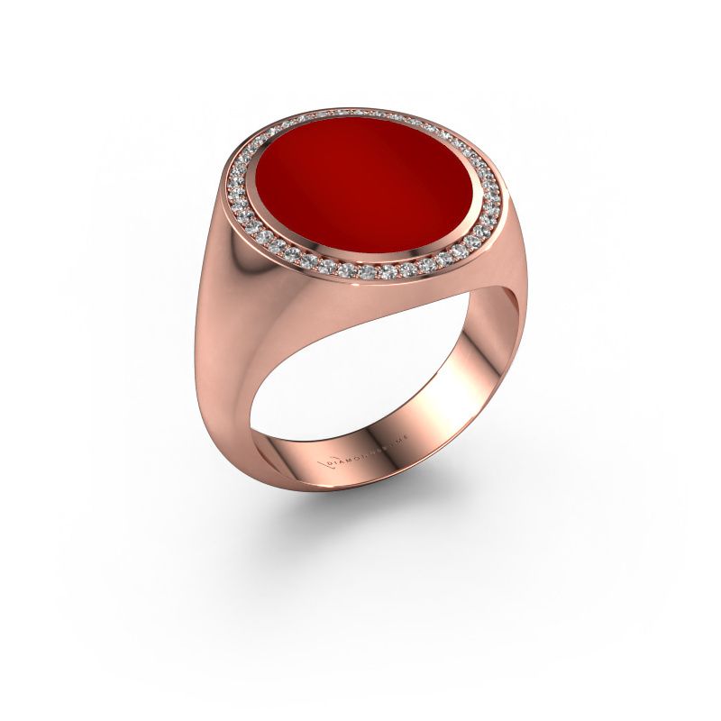 Chevalière Adam 5 585 or rose cornaline 15x13 mm