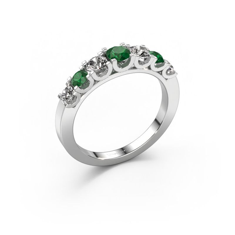 Ring Selina 3 585 witgoud smaragd 3.7 mm