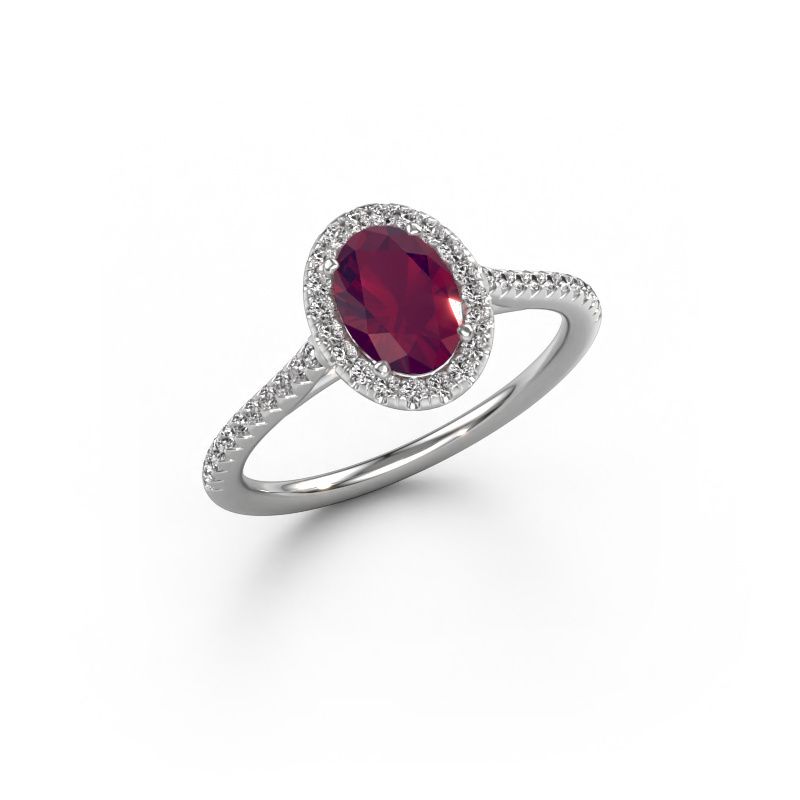 Verlovingsring Seline ovl 2 585 witgoud rhodoliet 7x5 mm