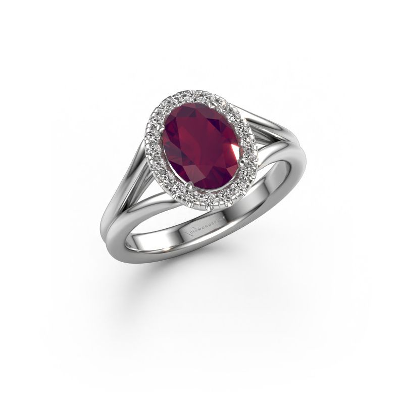 Bague de fiançailles Verla ovl 1 950 platine rhodolite 8x6 mm