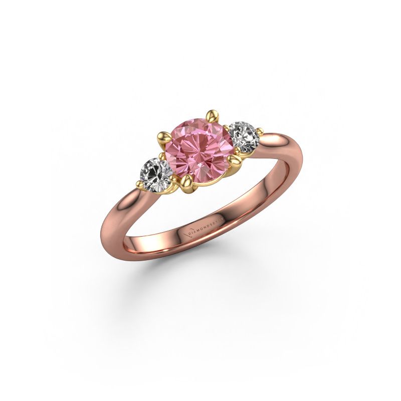 Engagement ring Lieselot RND 585 rose gold pink lab grown diamond 6.5 mm