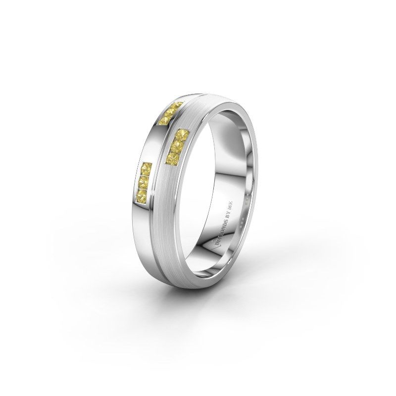 Image of Wedding ring WH0206L25APM<br/>585 white gold ±5x1.7 mm<br/>Yellow sapphire