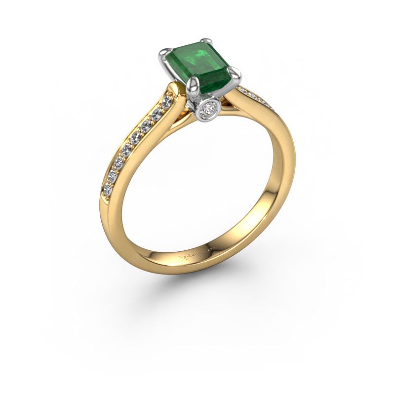 Engagement ring Valorie eme 2 585 gold emerald 6.5x4.5 mm