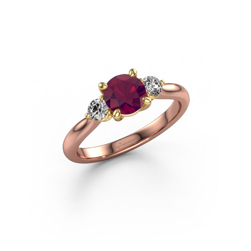 Verlobungsring Lieselot RND 585 Roségold Rhodolit 6.5 mm
