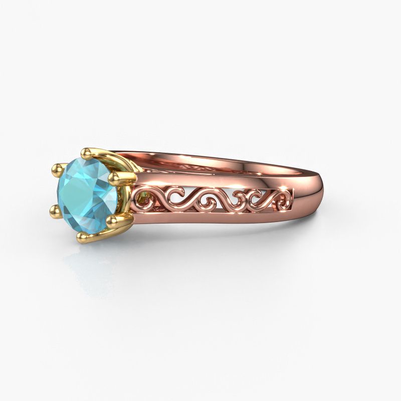 Image of Engagement ring Shan 585 rose gold blue topaz 6 mm