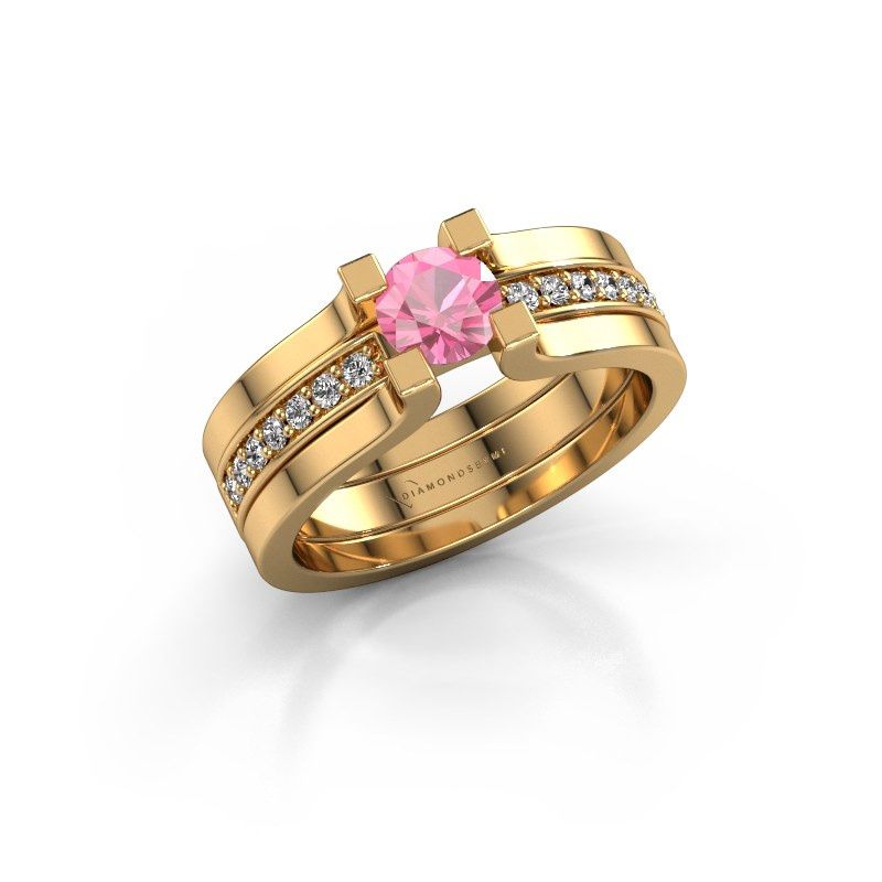 Afbeelding van Verlovingsring Myrthe 585 goud roze saffier 5 mm
