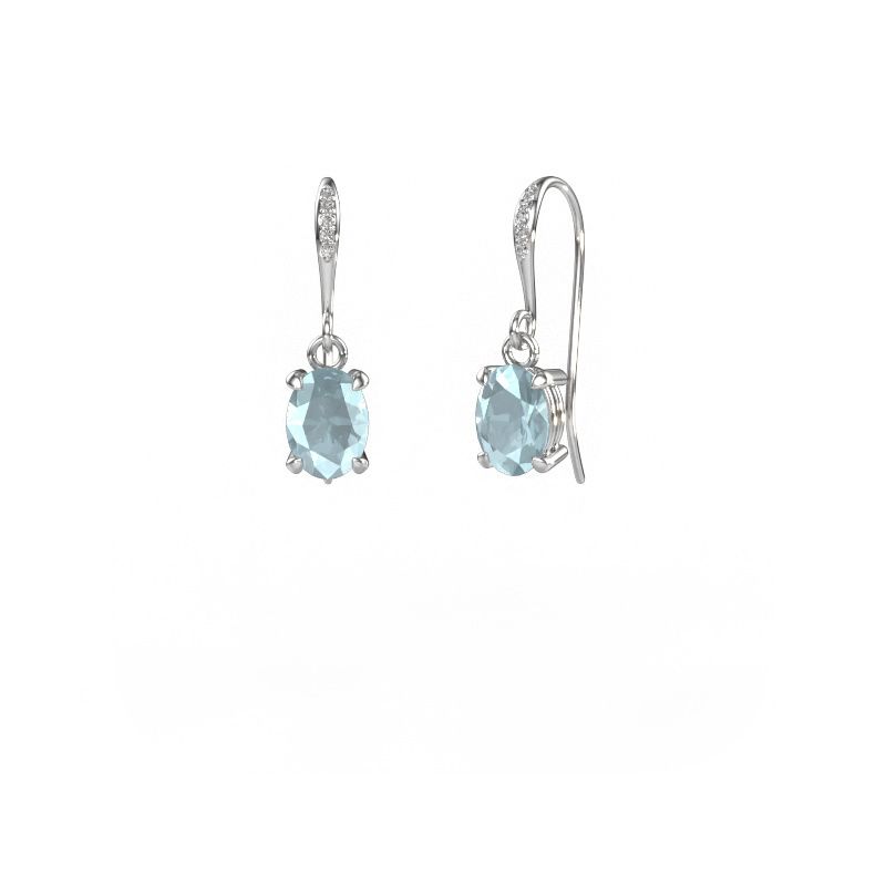 Pendants d'oreilles Laurie OVL 2 950 platine aigue-marine 7x5 mm