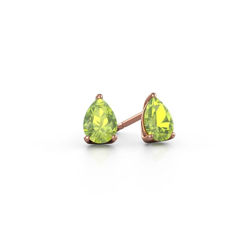 Clous d'oreilles Sam PER 585 or rose péridot 7x5 mm